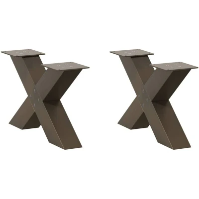 Image of vidaXL Coffee Table Legs X Shaped 2 pcs Natural Steel 60x(30 31) cm