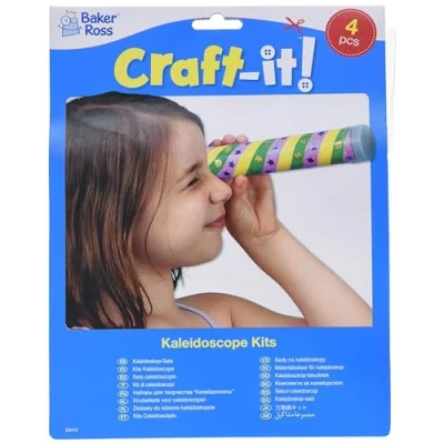 Image of Baker Ross E8415 Design Your Own Kaleidoscope Pack of 6, for Kids Arts and Crafts Activities, Painting Decorating, Assorted, 12 cm