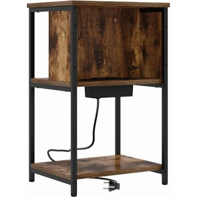 Image of vidaXL Bedside Cabinet Smoked oak 38 x 31 61 cm Engineered wood