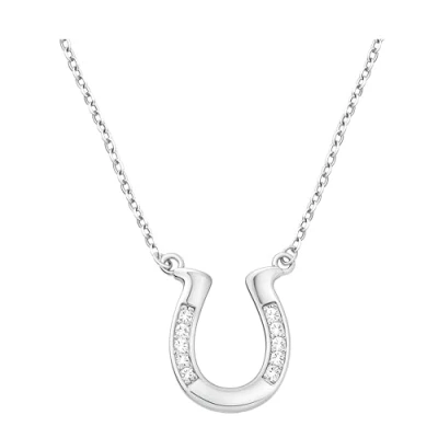 Image of Sofia Milani Women&#039;s Necklace 925 Silver with Zirconia Stones Horseshoe Horse Pendant 50318