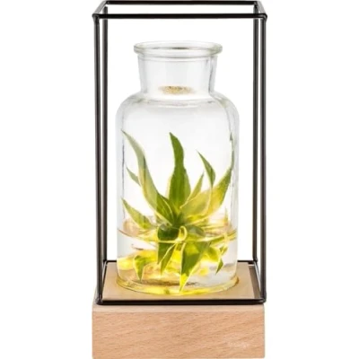 Image of Gadgy Illuminated Vase Glass Table with Flower Lamp Decoration Living Room Modern Scandinavian/Industrial 22,5 x 10,8 cm