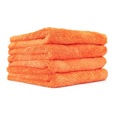 Image of The Rag Company Eagle Edgeless 500 Professional Korean 70/30 Blend Super Plush Microfiber Detailing Towels, 500GSM, 16in x 16in, Orange (4 Pack)