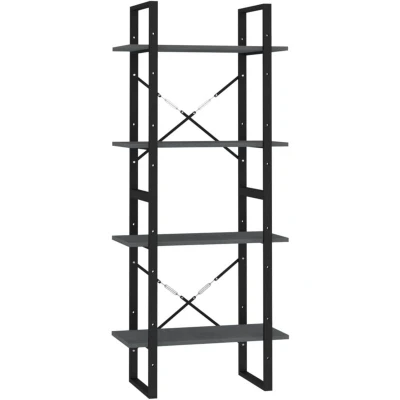 Image of vidaXL 4 Tier Book Cabinet Grey 60x30x140 cm Solid Pine Wood