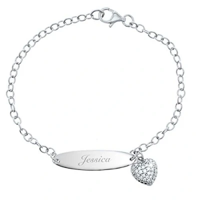 Image of Personalised Children&#039;s Bracelet Sterling Silver Cubic Zirconia Birthday Naming Day First Communion Christening Gifts