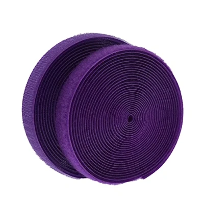 Image of IHKFILAN 2 cm x 4.57 m roll of Hook and Loop, Sew On Nylon Fabric Tapes (not adhesive) both sides included,Purple