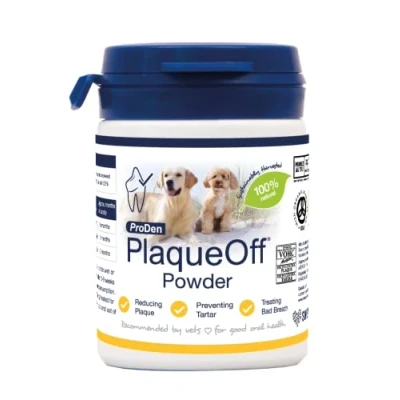 Image of ProDen PlaqueOff Powder for Dogs &amp; Cats, Tartar Bad Breath Remover 100% Natural Teeth Cleaner and Plaque 60 g