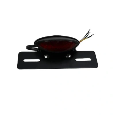 Image of Oval LED Motorcycle Brake Running Number Plate Mount Holder Rear Tail Stop Light For Honda Kawasaki Suzuki Yamaha Cafe Racer Old School Quad ATV Cruiser Chopper Custom (Black/Red)