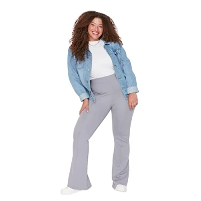 Image of Trendyol Plus Size Pants Gray High Waist