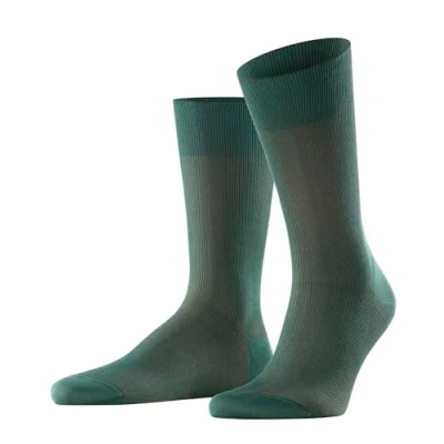 Image of FALKE Men&#039;s Fine Shadow M SO Cotton Patterned 1 Pair Socks, Green (Hunter 7441), 8.5 9.5