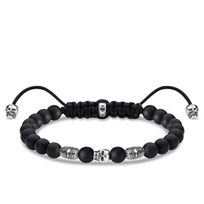 Image of Thomas Sabo Unisex Sterling silver Obsidian bracelet A1945 811 11 L22v