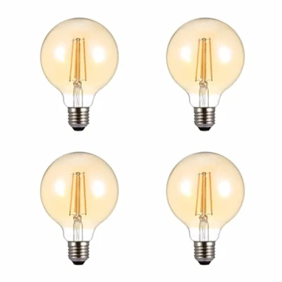 Image of TEKLED® Globe G95 Filament Vintage LED Bulbs E27 Edison Screw Energy Saving 6.5W Light Bulb 53W Equivalent DIMMABLE Amber 2400K 680LM 4 Pack Warm White