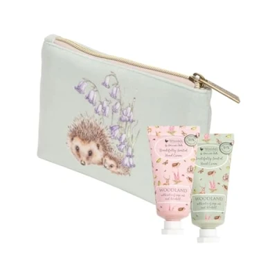 Image of Wrendale Designs &#039;Woodlanders&#039; Owl &amp; Hedgehog Mini Hand Cream Gift Pouch