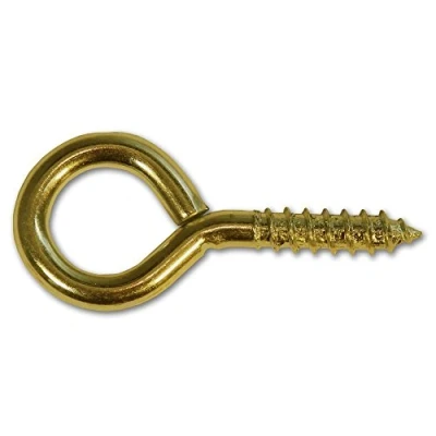 Image of Merriway BH02812 (10 Pcs) EB Steel Screw In Eye, 35 mm (1.3/8 Inch), Brass Plated Pack of 10 Pieces