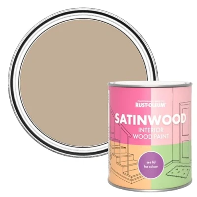 Image of Rust Oleum Brown Satinwood Interior Wood Paint Salted Caramel 750ml