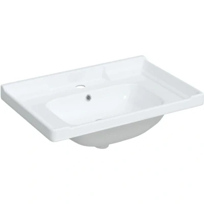 Image of &#039;vidaXL Rectangular Ceramic Bathroom Sink Drop in Installation Overflow Hole Feature Timeless White Design Dimensions: 71x48x23cm