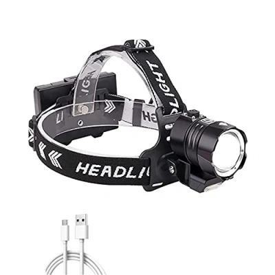 Image of WESLITE Head Torch Rechargeable Super Bright 12000 Lumens, XHP90.2 Powerful High Lumens LED Headlamp Zoomable Light with COB &amp; Power Display 4 Modes for Camping, Car Repairing