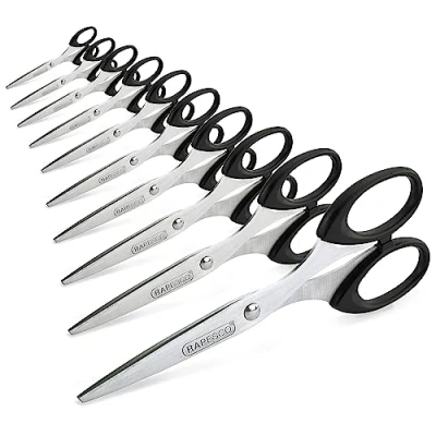 Image of Rapesco 1579 Business Pack: 10 Essential 16cm Stainless Steel Scissors, Black