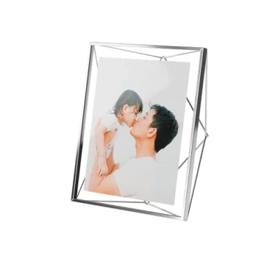 Image of Umbra Prisma Picture Frame, 8 x 10 Photo Display for Desk or Wall, Chrome