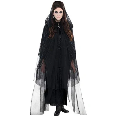 Image of amscan 842081 55 Adult Ladies Lace Hooded Cape