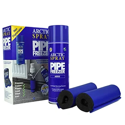 Image of Arctic Hayes ‎ZEK2 Aero Disposable Pipe Freeze Kit with 2 Freezing Jackets for Plumbing Installation, Repair &amp; Maintenance. Freezes Plastic Metal Pipes (8 28mm Diameter), Blue