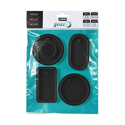 Image of Pébéo 4 Silicon Moulds Geometric, Black, Sachet de