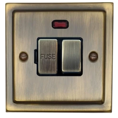 Image of G&amp;H Brassware TAB327 Victorian Antique Brass 13A Switched Fused Spur with Neon Indicator Light