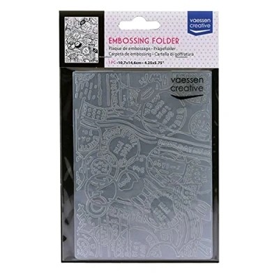 Image of Vaessen Creative Embossing Folder, Passport 5,7x4,25x0,19 inches, 1 Unit, for Birthday, Birth, Christmas Cards and Paper Crafts