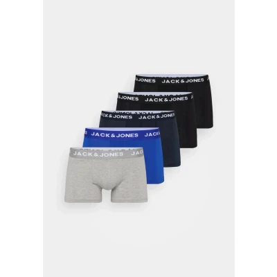 Image of Jack &amp; Jones Jacbasic Plain Trunks 5 PACK Trunks, Men&#039;s, Size: XXL, Black/navy/surf the web