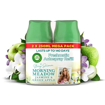 Image of Airwick Automatic Air Freshener Freshmatic Spray Refills Odour Neutraliser, Bathroom and Room FreshenerFragrance : Morning Meadow2 x 250 ml RefillsLasts Upto 140 Days (70 per refill)