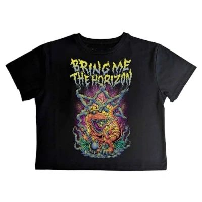 Image of Rock Off officially licensed products Bring Me The Horizon Smoking Dinosaur Crop Top XXL Black