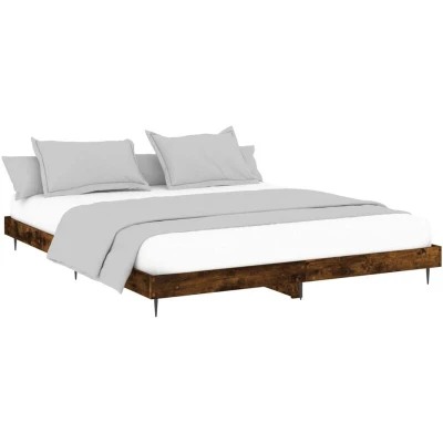 Image of vidaXL Bed Frame without Mattress Smoked Oak 200x200 cm Engineered Wood