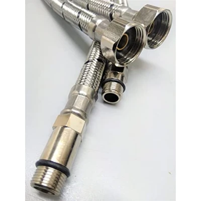 Image of AK Pair of Flexible MONOBLOC TAP Tail Connector Female M12 x 1/2&quot;BSP 300MM