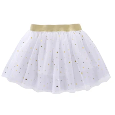 Image of Tutu Skirts for Girls 3 Layers Sequin Star Elastic Waist Ballet Dance Skirt Age 2 10 Years (White, 6 7Years)