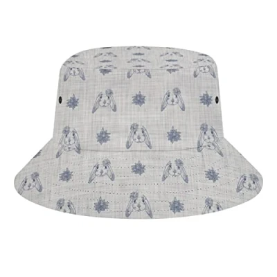Image of 56 Bucket Hat Farmhouse Bunny Sun Hats Breathable Beach Cap Foldable Fisherman for Traveling Sports