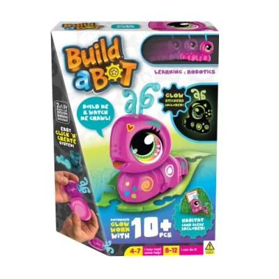 Image of Build a Bot: Glow Worm Your Own Interactive Pet Easy Click &#039;n&#039; Create System 20+ Piece STEM Robot Kit For Kids Ages 4+