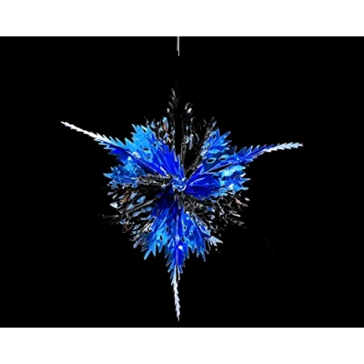 Image of Simply Products Foil Garland Long Star Christmas Hanging Decoration Wall Ceiling Xmas Deco (Royal Blue &amp; Silver)