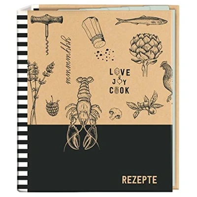 Image of moses 80668 Recipe Folder Love to Cook in DIN A5, Cook&amp;Stylerecipe with 25 Sheets and 5 Tab Pockets, The Individual Cookbook for Writing Yourself