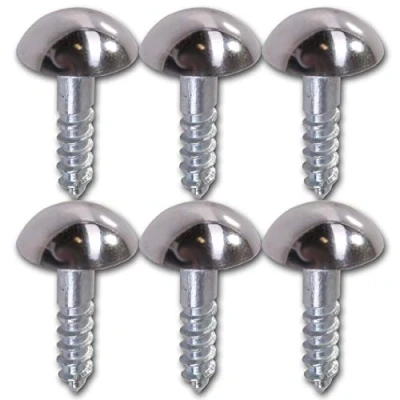 Image of 6X Chrome Domed Cap Mirror Screws 8mm x 3/4&quot;