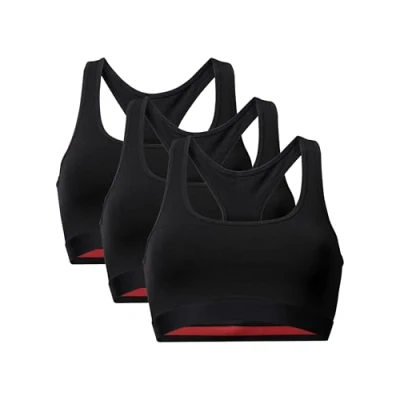Image of DANISH ENDURANCE Bralettes for Women, Non Wired Bra, Organic Cotton, Racer Back Comfort, Bras Women Multipack, 1 or 3 Pack, Black XXL