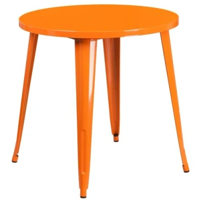 Image of Flash Furniture Jeffrey Commercial Grade 30&quot; Round Orange Metal Indoor Outdoor Table
