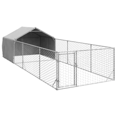 Image of vidaXL Outdoor Dog Kennel with Fence 6 x 2 1.5 m Galvanised Steel
