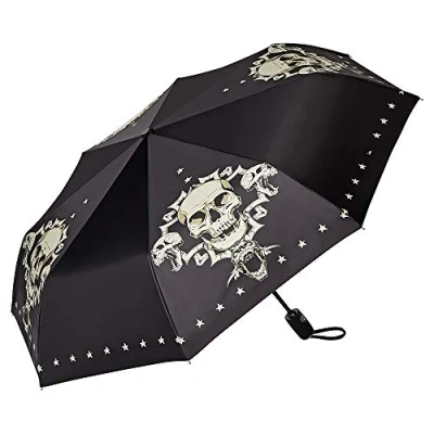 Image of VON LILIENFELD® Folding Pocket Umbrella Automatic Lightweight auto Open Motif Women Men Skull