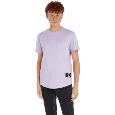 Image of Calvin Klein Jeans Badge TURN UP Sleeve Basic Tshirt, Men&#039;s, Size: 3XL, Pastel lilac