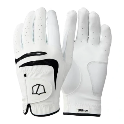 Image of Wilson Staff Men&#039;s Grip Plus Golf Glove, Left Hand, White, Large
