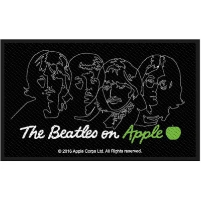 Image of The Beatles Apple Faces Black Green Logo Band Iron Sew On Patch Badge Official