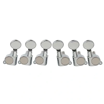 Image of Musiclily 3+3 Sealed Guitar Tuners Tuning Pegs Keys Machine Heads Set for Electric/Acoustic Guitar, Kidney Button Chrome