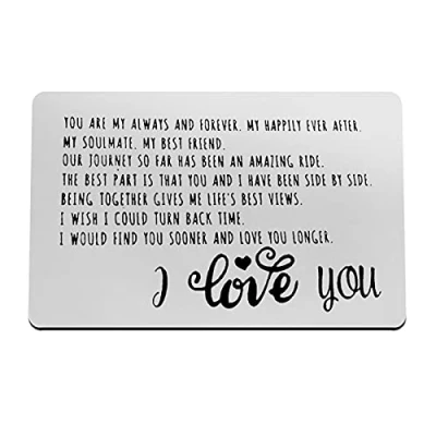 Image of Anniversary Card Gifts for Boyfriend Husband Fiance Engraved Wallet Him Valentines Day Christmas Birthday I Love You