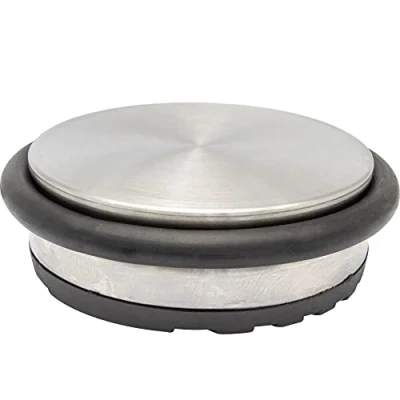 Image of WAGNER Doorstop Big Disk Color Steel Ø 98 x 30 mm, Premium Buffer Made of Coated Industry with Stainless Look, Thermostatic Rubber, to be Placed on The Floor, 750 g 15506401