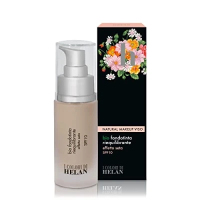 Image of Helan I Colori Hydrating Bio Rebalancing Foundation with Spf 10 &amp; Hyaluronic Acid, Lightweight for a Natural, Bright Finish, Long Lasting Makeup Oily Mixed Skin Made in Italy, Dattero, 30 ml
