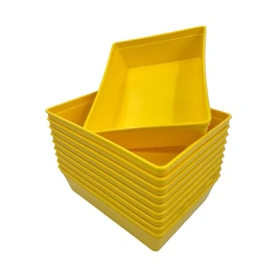 Image of Plastic Activity Trays, Colours Kids Play Art Tray Crafts Toy Organizer (Pack of 10) UK Made (Yellow, 20 x 15 5cm)